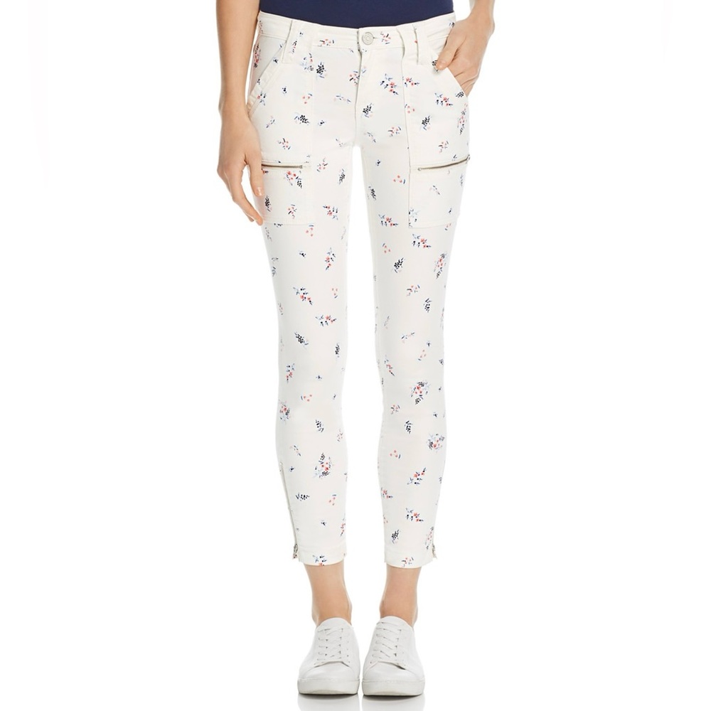 JOIE Park White Blue Pink Floral Print Skinny Pants Jeans Zipper Pockets Size 29